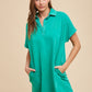 Annie Wear Mineral Washed Johnny Collar Short Sleeve Dress