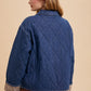 Annie Wear Quilted Printed Lining Snap Down Denim Jacket