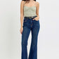 RISEN Tummy Control Frayed Hem Flare Jeans