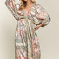 ADORA Printed V-Neck Batwing Sleeve Dress