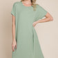 BOMBOM Ribbed Round Neck Short Sleeve Dress