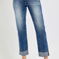 RISEN Full Size High Rise Crop Straight Roll Up Jeans