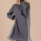 Ces Femme Striped Patchwork Round Neck Terry Sweatshirt Dress