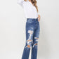 Distressed High Rise Ankle Relaxed Straight Jeans