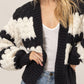 HYFVE Scallop Striped Open Front Long Sleeve Sweater Cardigan