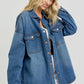 RISEN Full Size Snap Down Long Sleeve Denim Shacket