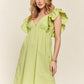 ADORA Smocked Back Ruffled Cap Sleeve Babydoll Dress