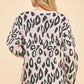 Davi & Dani Leopard Ribbon Tie Front Loose Fit Cardigan