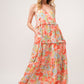 And The Why Floral Ruffled Tiered Maxi Adjustable Strap Cami Dress