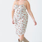 Blue Leopard Plus Size Ruched Floral Square Neck Cami Dress