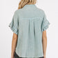 Mittoshop Mineral Washed Button Down Flounce Sleeve Shirt