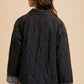 Annie Wear Quilted Printed Lining Snap Down Denim Jacket