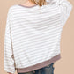 Ces Femme Striped Round Neck Drop Shoulder Sweatshirt