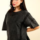 VERY J Round Neck Exposed Seam Slit T-Shirt