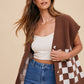 Annie Wear Checkered Button Down Short Sleeve Cardigan