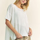 Davi & Dani Side Slit Round Neck Half Sleeve Knit Top