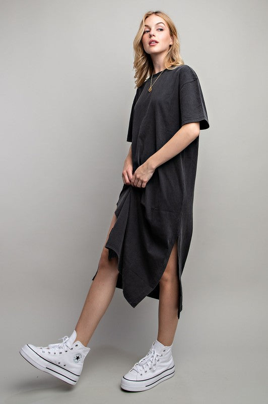 VENTED HEAVY COTTON WASHED DRESS