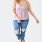 Zenobia Plus Size Frill Smocked Floral Sweetheart Neck Cami