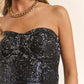 J.NNA Sequin Strapless Bustier Top