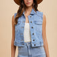 Annie Wear Collared Neck Button Down Denim Vest