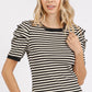 Mittoshop Striped Round Neck Puff Sleeve T-Shirt