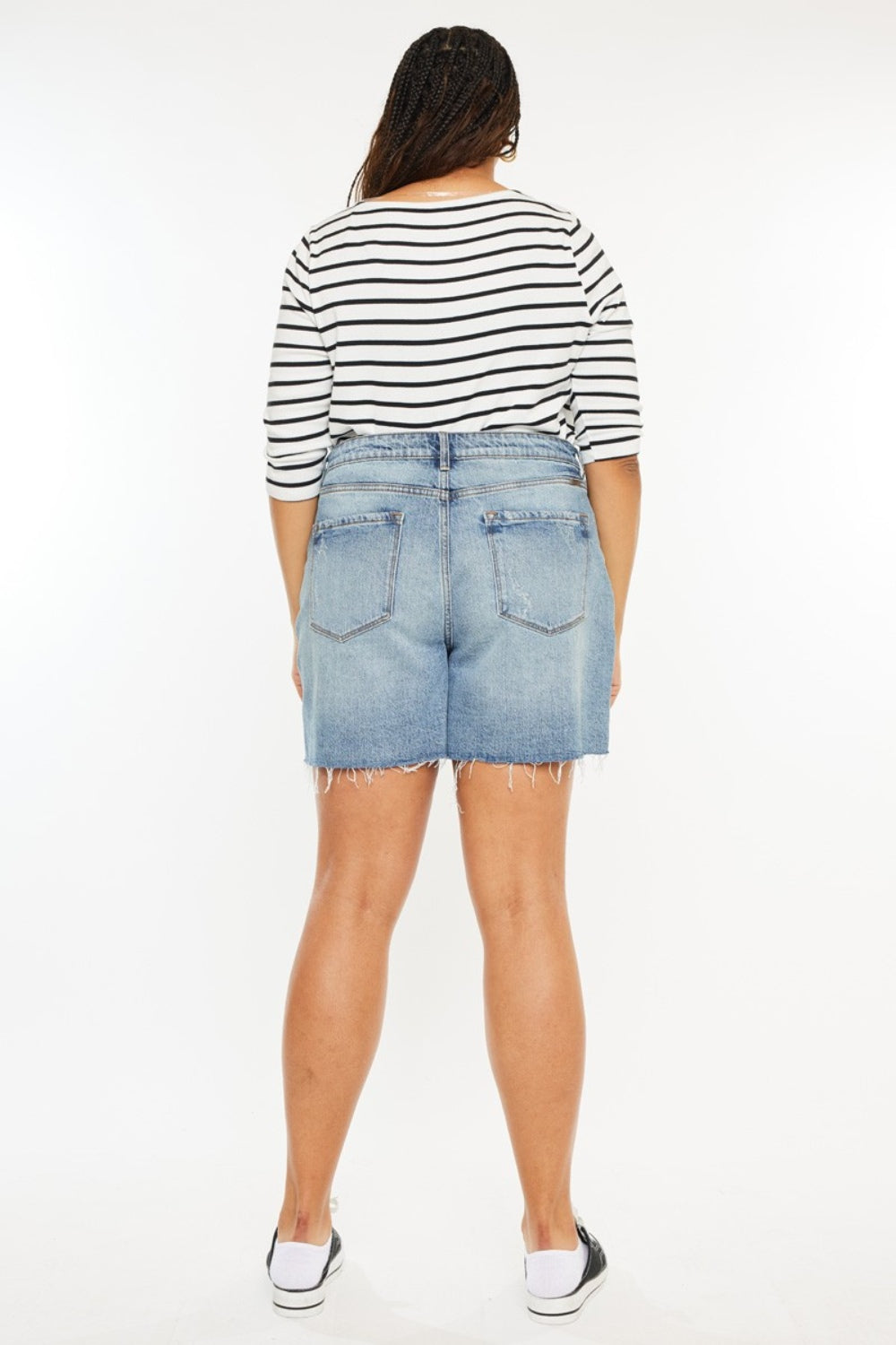 Kancan Full Size Raw Hem High Waist Denim Shorts