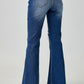 RISEN Distressed Button-Fly Flare Jeans