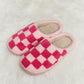 Melody Checkered Print Plush Slide Slippers