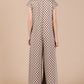 Ces Femme Checkered Half Button Cap Sleeve Jumpsuit