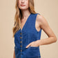 Annie Wear Button Down V-Neck Denim Vest