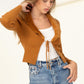 Miss Mesmerize Fur Trim Tie Front Ribbed Cardigan