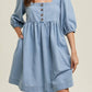 Square Neck Half Sleeve Denim Dress