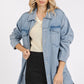 Mittoshop Light Wash Patch Pocket Longline Denim Jacket