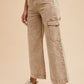 Annie Wear Raw Hem Wide Leg Jeans with Cargo Pockets