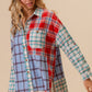 BiBi Color Block Plaid Button Down Shirt