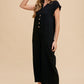 Annie Wear Button Detail Wide Leg Jumpsuit with Pockets