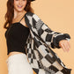 Annie Wear Checkered Open Front Drop Shoulder Cardigan