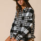 BiBi Plaid Fleece Button Down Long Sleeve Shirt