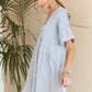 ADORA Ruffled Hem Striped V-Neck Babydoll Dress