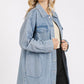 Mittoshop Light Wash Patch Pocket Longline Denim Jacket