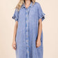 Mittoshop Mineral Wash Cotton Gauze Mini Shirt Dress