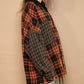 POL Plaid Contrast Long Sleeve Raw Hem Shacket with Chest Pockets