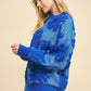 Davi & Dani Flower Texture Round Neck Dropped Shoulder Sweater