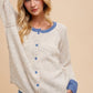 Annie Wear Contrast Trim Button Down Raglan Sleeve Cardigan