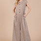 Ces Femme Checkered Half Button Cap Sleeve Jumpsuit