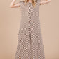 Ces Femme Checkered Half Button Cap Sleeve Jumpsuit