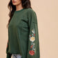 Annie Wear Embroidered Long Sleeve French Terry Top