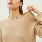 Be Cool Rolled Openwork Round Neck Sweater