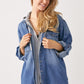 RISEN Zip Up Hooded Denim Shacket