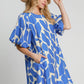 Umgee Two Tone Abstract Print Puff Sleeve Dress